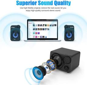 img 3 attached to 🔊 2.1 Loud Sound System Speakers with Subwoofer, Smalody Computer Speakers with Cool Blue LED, Multimedia Desktop Speaker with Bluetooth/AUX-in/USB & TF Slot, Compatible with PC, Desktop, Laptop, Gaming