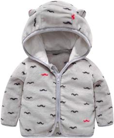 img 1 attached to 🐻 Cute Bear Ears Hooded Zipper Coral Fleece Jacket for Little Kids by Voopptaw: Fashionable Outerwear