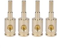 🔌 4pcs 4 to 8 gauge wire power/ground input reducer adapter - amp input reducer, brass with gold plated logo