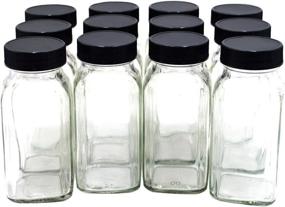 img 2 attached to 🔲 U-Pack 12-Piece French Square Glass Spice Bottles with Shaker Tops and Labels - 6 oz Spice Jars with Black Plastic Lids