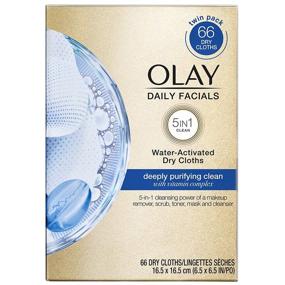 img 4 attached to 🏻 Olay Daily Facials, Purifying Cleansing Wipes for Deep Cleanse, 5-in-1 Makeup Remover, Scrub, Toner, Mask, and Cleanser, 66 Count