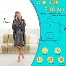 img 2 attached to 🛏️ Ultimate Cozy Comfort: Blanket Sweatshirt with Oversized Sleeves for Bedding and Kids' Bedding