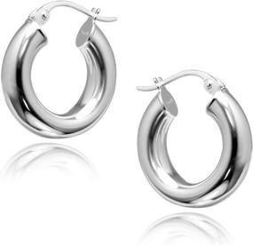 img 2 attached to 💫 River Island Sterling Silver Small Hoop Earrings - 15mm Sizes in Silver, Rose, and Yellow Gold