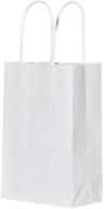 pack of 50 small white gift paper bags with sturdy handles - bagmad kraft bags (5.25x3.25x8 inch) - ideal for craft, grocery, shopping, retail, party favors, weddings - bulk sacks (white, 50pcs) logo