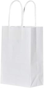 img 4 attached to Pack of 50 Small White Gift Paper Bags with Sturdy Handles - Bagmad Kraft Bags (5.25x3.25x8 inch) - Ideal for Craft, Grocery, Shopping, Retail, Party Favors, Weddings - Bulk Sacks (White, 50pcs)