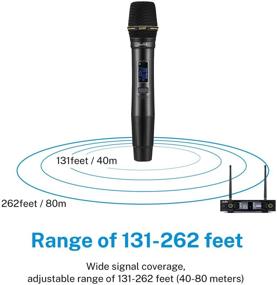 img 2 attached to Moukey MwmU-1 Wireless Microphone - Dual Handheld Dynamic Karaoke Mic, 260 Channels, Anti-Interference, 262ft Range, UHF, Ideal for Karaoke, Voice Amplification, PA Systems, DJ, Church