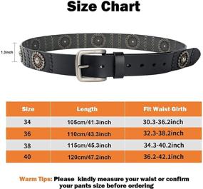 img 3 attached to 👖 Fioretto Men's Studded Cowhide Leather Belt: Stylish Casual Italian Belt for Jeans, Punk Rock Rivets, Black - With Buckle