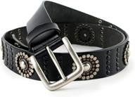 👖 fioretto men's studded cowhide leather belt: stylish casual italian belt for jeans, punk rock rivets, black - with buckle logo