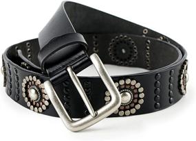 img 4 attached to 👖 Fioretto Men's Studded Cowhide Leather Belt: Stylish Casual Italian Belt for Jeans, Punk Rock Rivets, Black - With Buckle