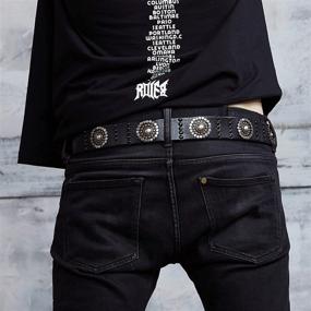 img 1 attached to 👖 Fioretto Men's Studded Cowhide Leather Belt: Stylish Casual Italian Belt for Jeans, Punk Rock Rivets, Black - With Buckle