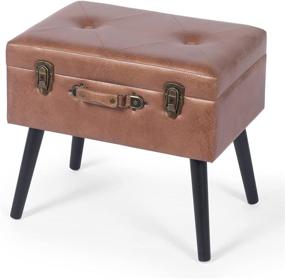 img 4 attached to 🛋️ Brown Velvet Rectangular Tufted Storage Ottoman: Mid Century Modern Foot Stool with Upholstered Pad and Button-Tufted Design for Living Room, Bedroom, and Vanity