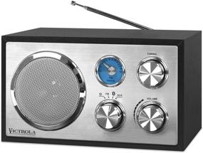 img 1 attached to 📻 Виктрола Деревянное настольное FM-радио с функцией Bluetooth, черный: Иконичное сочетание винтажного дизайна и современной связи!