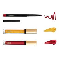 💄 one-click beauty b.fabulous 3-piece lip kit for longwear makeup - smudge proof liquid lipstick, gloss, and pencil with matte finish - the reds logo