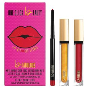 img 3 attached to 💄 One-Click Beauty b.Fabulous 3-Piece Lip Kit for Longwear Makeup - Smudge Proof Liquid Lipstick, Gloss, and Pencil with Matte Finish - The Reds