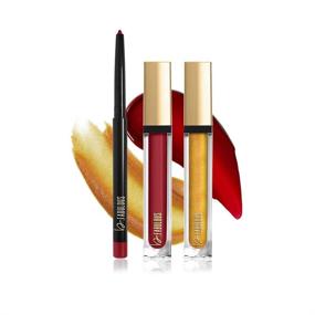 img 2 attached to 💄 One-Click Beauty b.Fabulous 3-Piece Lip Kit for Longwear Makeup - Smudge Proof Liquid Lipstick, Gloss, and Pencil with Matte Finish - The Reds