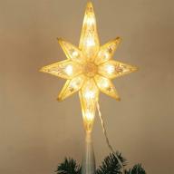 🌟 ljlnion golden bethlehem star christmas tree topper with 10 led warm white fairy lights - festive holiday decorations for xmas trees logo