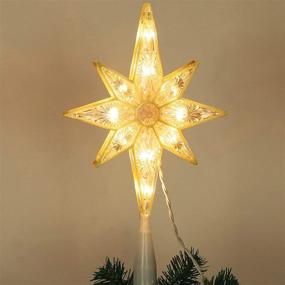 img 4 attached to 🌟 LJLNION Golden Bethlehem Star Christmas Tree Topper with 10 LED Warm White Fairy Lights - Festive Holiday Decorations for Xmas Trees