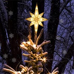 img 2 attached to 🌟 LJLNION Golden Bethlehem Star Christmas Tree Topper with 10 LED Warm White Fairy Lights - Festive Holiday Decorations for Xmas Trees