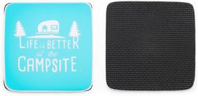 img 2 attached to 🏕️ Camco Life Is Better at The Campsite Neoprene Drink Coaster - Teal Blue with Logo - 2 Pack: The Perfect RVing and Camping Accessory for Fun and Relaxation (53230)