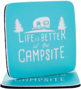 img 4 attached to 🏕️ Camco Life Is Better at The Campsite Neoprene Drink Coaster - Teal Blue with Logo - 2 Pack: The Perfect RVing and Camping Accessory for Fun and Relaxation (53230)