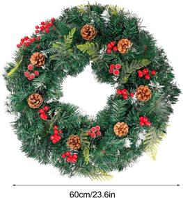 img 3 attached to Enhance Your Holiday Décor with FUNARTY Christmas Wreath: 50 LED Lights, 22 Inches, Festive Red Berries and Pinecones - Perfect for Front Door Winter Xmas Décor, Indoor and Outdoor Use