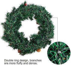 img 1 attached to Enhance Your Holiday Décor with FUNARTY Christmas Wreath: 50 LED Lights, 22 Inches, Festive Red Berries and Pinecones - Perfect for Front Door Winter Xmas Décor, Indoor and Outdoor Use