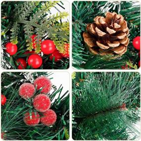 img 2 attached to Enhance Your Holiday Décor with FUNARTY Christmas Wreath: 50 LED Lights, 22 Inches, Festive Red Berries and Pinecones - Perfect for Front Door Winter Xmas Décor, Indoor and Outdoor Use