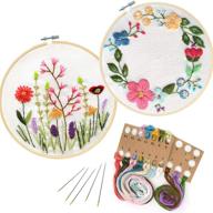 🌸 unime fragrant & floralhoop embroidery kit: complete set with color pattern, cloth, hoop, threads, and tools for cross stitch and embroidery beginners logo