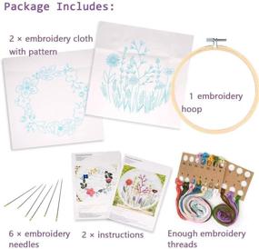 img 2 attached to 🌸 Unime Fragrant & Floralhoop Embroidery Kit: Complete Set with Color Pattern, Cloth, Hoop, Threads, and Tools for Cross Stitch and Embroidery Beginners