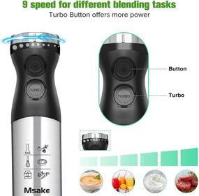 img 3 attached to 🔥 High-Quality 5-in-1 Immersion Hand Blender with 9 Speeds + Turbo, Durable 304 Stainless Steel Handheld Stick Blender, Large 700ml Mixing Cup, Convenient 600ml Food Processor, Versatile Egg Whisk & Wall Mounted Bracket, BPA-Free Materials