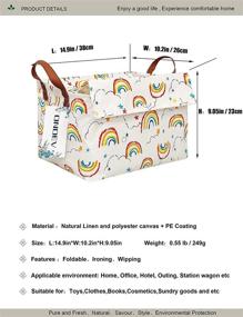 img 3 attached to 📦 Rectangular Fabric Storage Basket with Lid and Handle - Stylish Organizer for Clothes, Books, and Sundries (Rainbow Design) - 14.9x10.2x9.05 Inch - Pack of 1