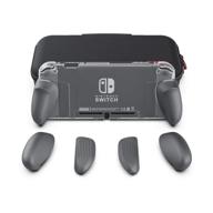 💀 skull &amp; co. gripcase crystal bundle: dockable transparent protective cover case with replaceable grips for nintendo switch - gray | sized to fit all hands logo