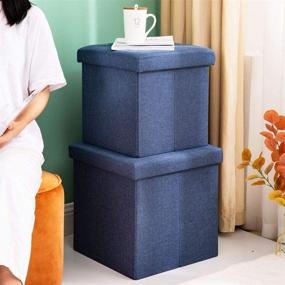 img 3 attached to 🗄️ Foldable Linen Storage Ottoman Cube: Space-Saving Storage Boxes for Bedroom Living Room - Coffee Table Footrest Step Stool