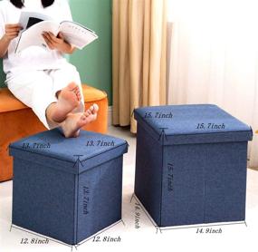 img 2 attached to 🗄️ Foldable Linen Storage Ottoman Cube: Space-Saving Storage Boxes for Bedroom Living Room - Coffee Table Footrest Step Stool