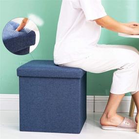 img 1 attached to 🗄️ Foldable Linen Storage Ottoman Cube: Space-Saving Storage Boxes for Bedroom Living Room - Coffee Table Footrest Step Stool