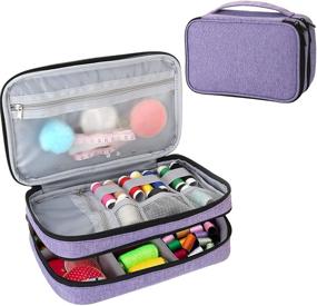 img 4 attached to 🧵 Small Purple Sewing Supplies Organizer Bag with Two Layers - Ideal for Needles, Thread, Scissors, Measuring Tape, and Other Sewing Essentials - Perfect Sewing Storage and Accessories Organizer (Bag Only)