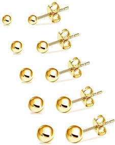 img 4 attached to 🔘 UHIBROS Hypoallergenic Stainless Steel Stud Earrings - 5 Pairs of Round Ball Earrings in Assorted Sizes (4mm-8mm)