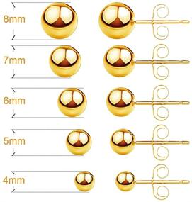 img 3 attached to 🔘 UHIBROS Hypoallergenic Stainless Steel Stud Earrings - 5 Pairs of Round Ball Earrings in Assorted Sizes (4mm-8mm)
