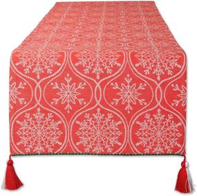 img 4 attached to 🎄 DII Reversible Table Runner, Joyful Jacquard Collection, 14x72, Red/Snowflakes