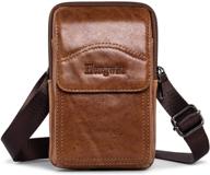 👜 hengwin leather phone crossbody bag men's purse for iphone 11 pro max xs max xr 8/7/6 plus samsung galaxy s20+ s10+ s9+ s8+ note 10+ 9 8 - brown logo