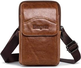 img 4 attached to 👜 Hengwin Leather Phone Crossbody Bag Men's Purse for iPhone 11 Pro Max XS Max XR 8/7/6 Plus Samsung Galaxy S20+ S10+ S9+ S8+ Note 10+ 9 8 - Brown