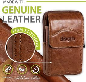 img 3 attached to 👜 Hengwin Leather Phone Crossbody Bag Men's Purse for iPhone 11 Pro Max XS Max XR 8/7/6 Plus Samsung Galaxy S20+ S10+ S9+ S8+ Note 10+ 9 8 - Brown