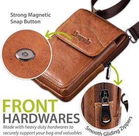 img 1 attached to 👜 Hengwin Leather Phone Crossbody Bag Men's Purse for iPhone 11 Pro Max XS Max XR 8/7/6 Plus Samsung Galaxy S20+ S10+ S9+ S8+ Note 10+ 9 8 - Brown