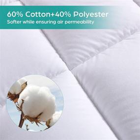 img 2 attached to 🛏️ Waterproof Queen Size Cotton Top Down Alternative Mattress Pad - Pillowtop Mattress Topper Cover with Fitted Quilted Design (Queen)