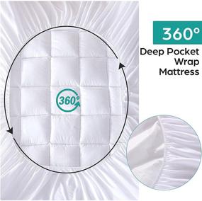img 1 attached to 🛏️ Waterproof Queen Size Cotton Top Down Alternative Mattress Pad - Pillowtop Mattress Topper Cover with Fitted Quilted Design (Queen)
