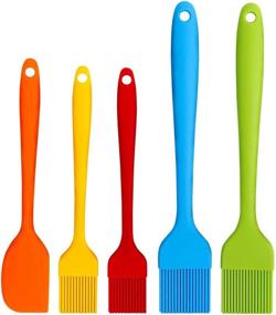 img 4 attached to 🍖 5 Pack Topsome Silicone Basting Brush Set - Heat Resistant BPA Free Oil Brushes for BBQ, Grill, Barbeque, and Kitchen Baking - Soft Bristles, Long Handle with Spatula