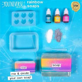 img 3 attached to Just My Style Youniverse Rainbow Soaps by Horizon Group USA: Girl STEM Kit for DIY Soap Making - Create 3 Vibrant Rainbow Soaps with Body Glitter, Soap Mold, Dyes, and Bonus Poster!