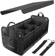 haokay premium car trunk organizer with lid: collapsible portable storage solution for multi compartments - 3 compartments, black logo