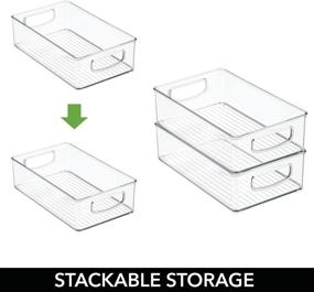 img 1 attached to 📦 mDesign Stackable Plastic Fridge Storage Box with Lid - Pantry, Cabinet, Shelf, Refrigerator, Freezer Organizer for Fruit, Yogurt, Snacks, Pasta - Pack of 4, 36 Labels Included - Clear