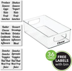 img 3 attached to 📦 mDesign Stackable Plastic Fridge Storage Box with Lid - Pantry, Cabinet, Shelf, Refrigerator, Freezer Organizer for Fruit, Yogurt, Snacks, Pasta - Pack of 4, 36 Labels Included - Clear